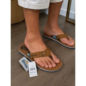 Corona Extra Mens Flip Flop Sandals Brown with Built-in Bottle Opener Size 13
